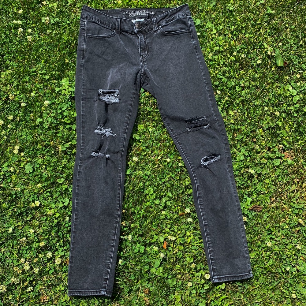 American Eagle Black Ripped Jeggings